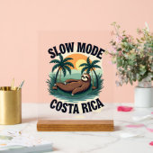 Costa Rica Sloth Vintage Vacation Shirt アクリルサイン (ウェディング)