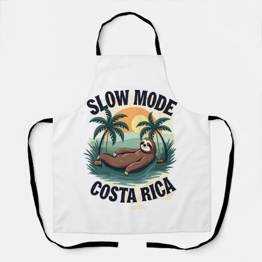 Costa Rica Sloth Vintage Vacation Shirt エプロン (正面)