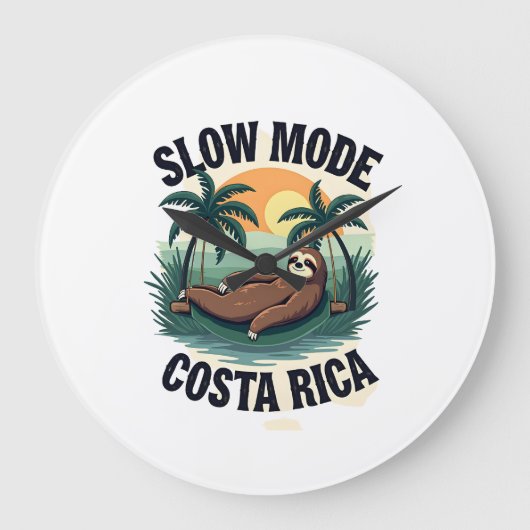 Costa Rica Sloth Vintage Vacation Shirt ラージ壁時計 (正面)