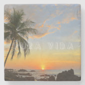 Costa Rica Sunset Beach Pura Vida ストーンコースター (正面)