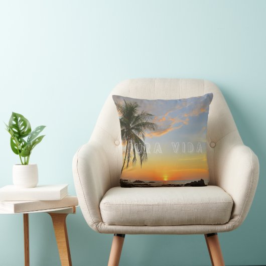 Costa Rica Sunset Beach Pura Vida Throw Pillow クッション (椅子)