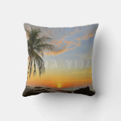 Costa Rica Sunset Beach Pura Vida Throw Pillow クッション (裏面)