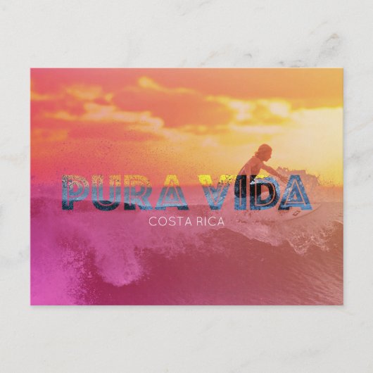 Costa Rica Surfer Pura Vida Postcard ポストカード (正面)