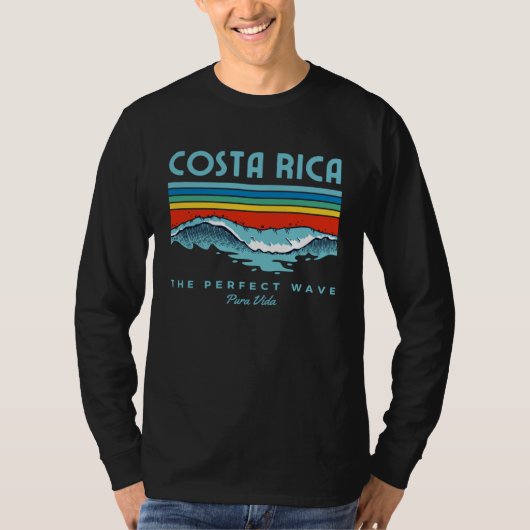 Costa Rica The Perfect Wave Retro Surfing Tシャツ (正面)