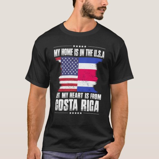 Costa Rican American Patriot Grown Proud Home Hear Tシャツ (正面)