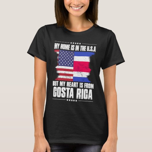 Costa Rican American Patriot Grown Proud Home Hear Tシャツ (正面)