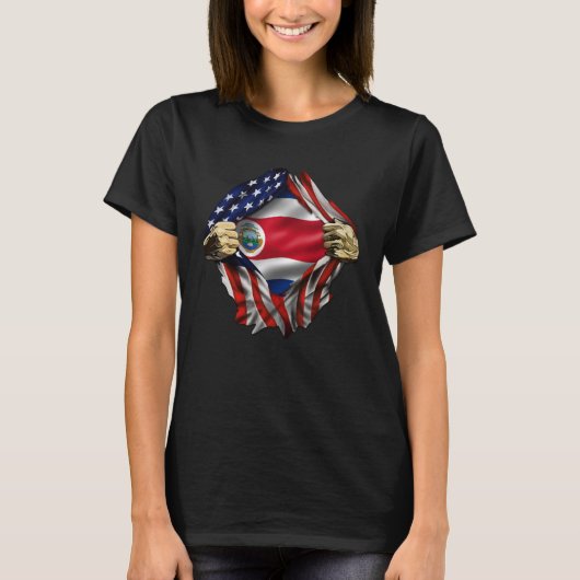 Costa Rican Blood Inside Me Costa Rica Flag Tシャツ (正面)