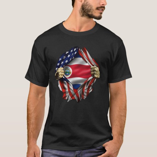 Costa Rican Blood Inside Me Costa Rica Flag Tシャツ (正面)