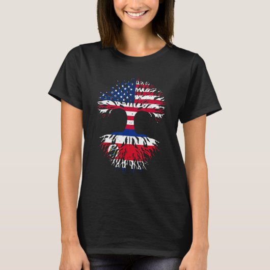 Costa Rican Roots American Grown USA Flag Costa R Tシャツ (正面)