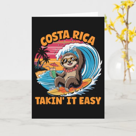 Costa Rican Vida Surfer Take It Easy Costa Rica Sl カード (黄色い花)
