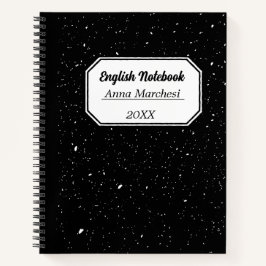 Costomazable白黒の英語伝統的 ノートブック