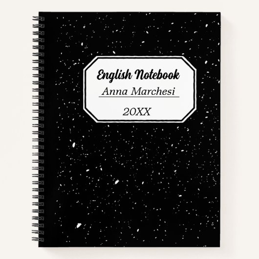 Costomazable白黒の英語伝統的 ノートブック (正面)