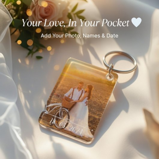 Costum Photo Couples Keychain with Names & Date キーホルダー