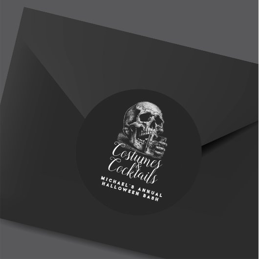 Costume and Cocktails Black Halloween Party  ラウンドシール