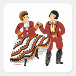 Costume traditionnel de Corse, France スクエアシール
