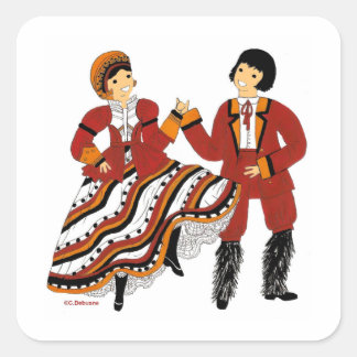 Costume traditionnel de Corse, France スクエアシール