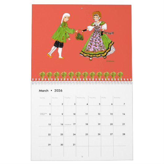 Costume traditionnel de Franche-Comté カレンダー (3月 2026)