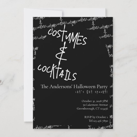 Costumes and Cocktails Halloween 招待状 (正面)