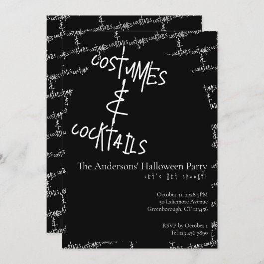 Costumes and Cocktails Halloween 招待状 (正面/裏面)