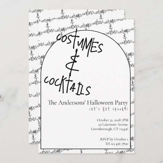 Costumes and Cocktails Halloween Party 招待状 (正面/裏面)