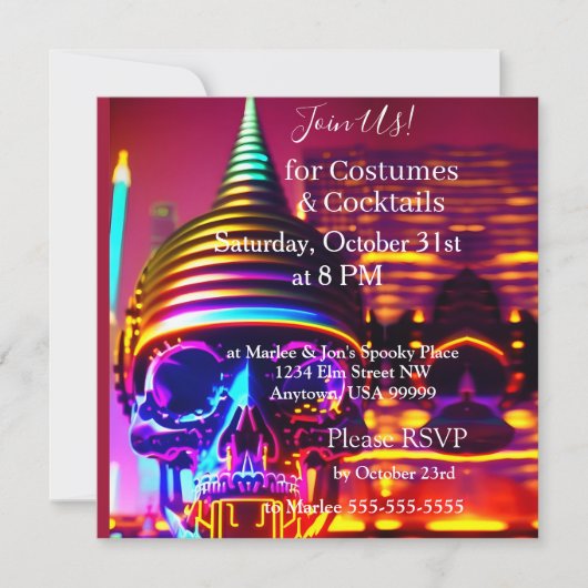 Costumes and Cocktails Halloween Party Invitations (正面)