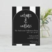 Costumes Cocktails Halloween Black White Stripe 招待状 (スタンド正面)