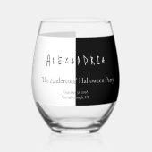 Costumes Cocktails Halloween Party Black White ステムなしワイングラス (裏面)