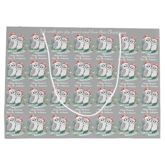 Cosy Cute Owl Christmas Gift Bag ラージペーパーバッグ (裏面)