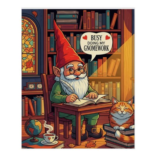 Cosy gnome doing his gnomework ポスター (正面)