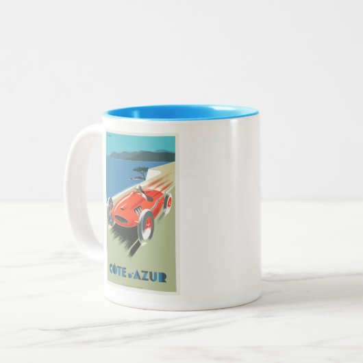 Cote d Azurヴィンフランスのテージ旅行ポスターとしてMag ツートーンマグカップ (正面左)