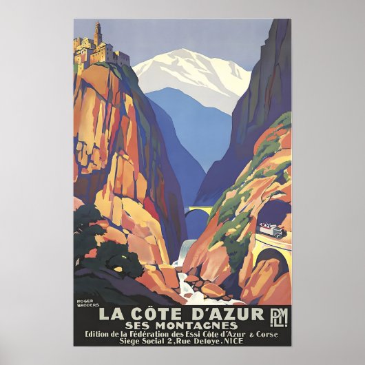 Côte d'Azur Art France Travel Poster French Rivier ポスター (正面)