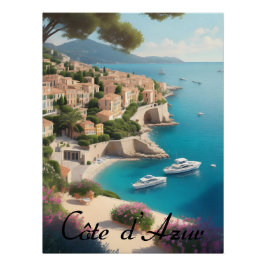 Cote d'Azur France French Riviera Travel Print ポスター
