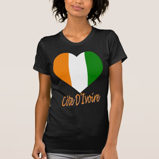 Cote D'Ivoireの旗のハート Tシャツ (正面)