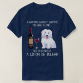 Coton de Tulear and wine Funny dog  Tシャツ (デザイン正面)