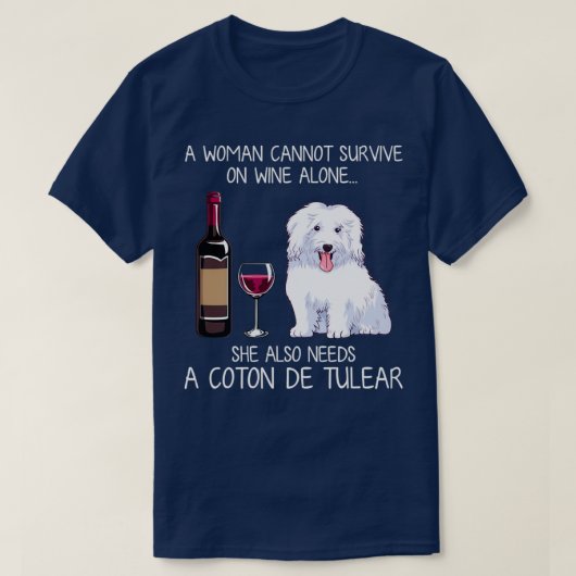 Coton de Tulear and wine Funny dog  Tシャツ (デザイン正面)