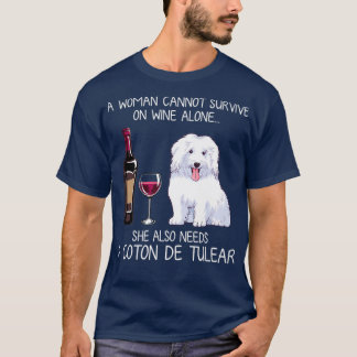 Coton de Tulear and wine Funny dog  Tシャツ