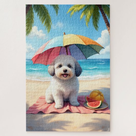 Coton de Tulear Beach Relax Scene ジグソーパズル (縦)