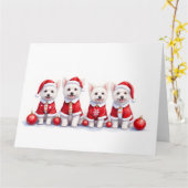 Coton de Tulear Christmas Dress Santa Hat カード (黄色い花)