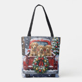 Coton de Tulear Christmas Red Truck Holiday トートバッグ (裏面)