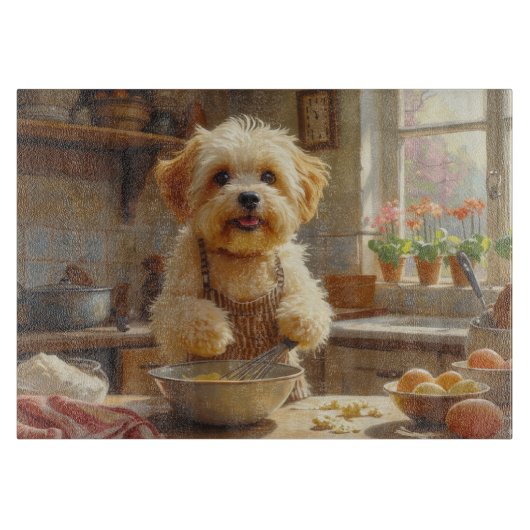 Coton de Tulear Cooking in Kitchen カッティングボード (正面)