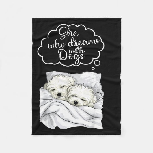 Coton De Tulear Dog Nightgown Pajama  フリースブランケット (正面)