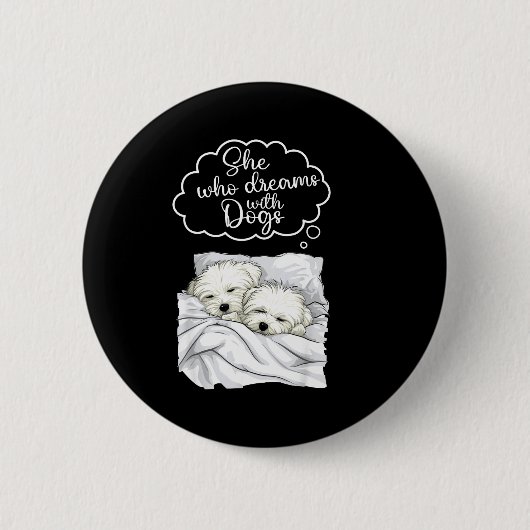 Coton De Tulear Dog Nightgown Pajama  缶バッジ (正面)