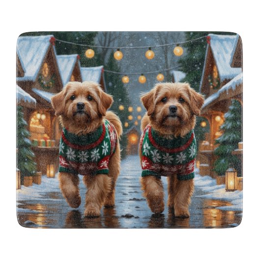 Coton De Tulear Dogs Christmas Snow Holiday カッティングボード (正面)