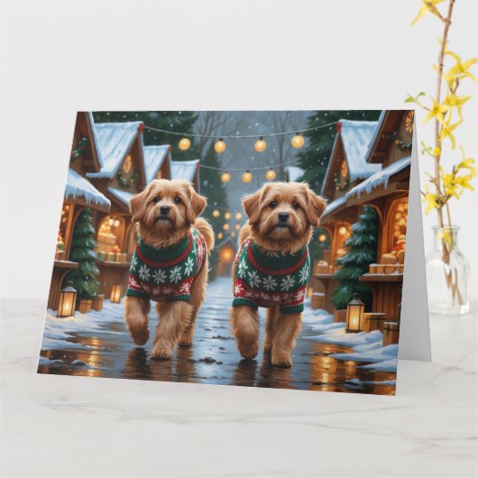 Coton De Tulear Dogs Christmas Snow Holiday カード (黄色い花)