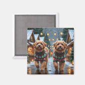 Coton De Tulear Dogs Christmas Snow Holiday マグネット (正面/裏面)