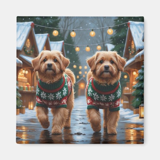 Coton De Tulear Dogs Christmas Snow Holiday マグネット (正面)