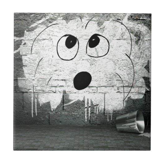 Coton de Tulear Graffitiの芸術 タイル (正面)