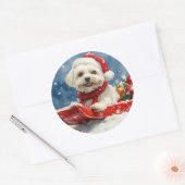 Coton De Tulear in Sledge Let it Snow Christmas ラウンドシール (封筒)