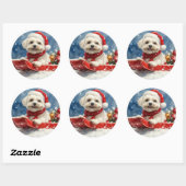Coton De Tulear in Sledge Let it Snow Christmas ラウンドシール (シート)