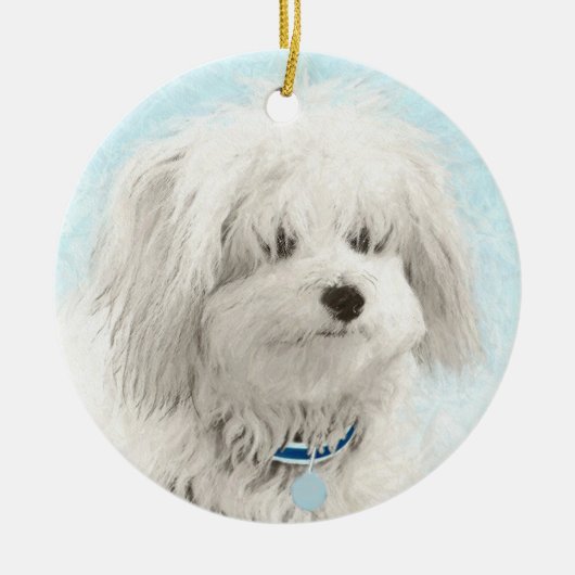 Coton de Tulear Painting - Cute Original Dog Art セラミックオーナメント (正面)